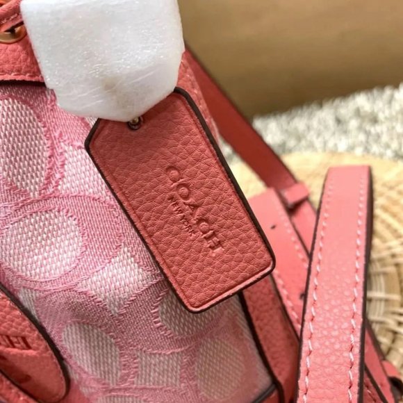 coach Mini Dempsey Bucket Bag In Signature Jacquard With Stripe And Coach Patch - Picture 3 of 8